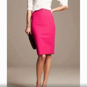 Banana Republic Pencil Skirt Womens 8 Pink with Pockets Midi Zip Side Back Slit